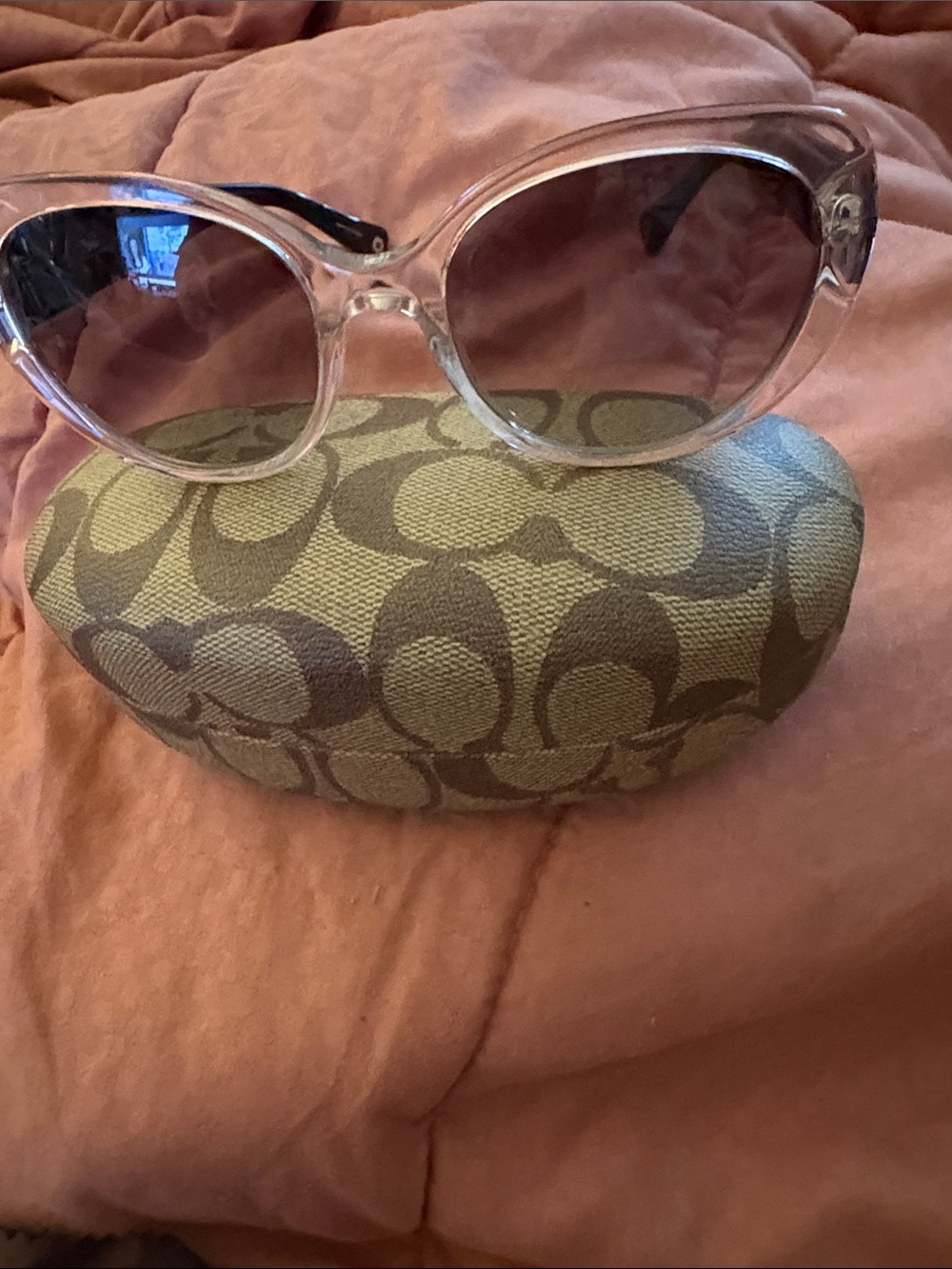 Coach Clear Frame Sunglasses with Gradient Smoke Lenses